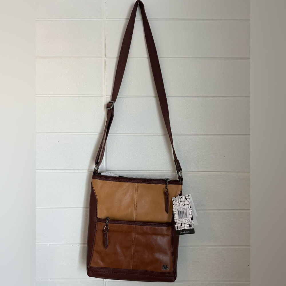 The Sak Block Leather Adjustable Crossbody Bag Purse